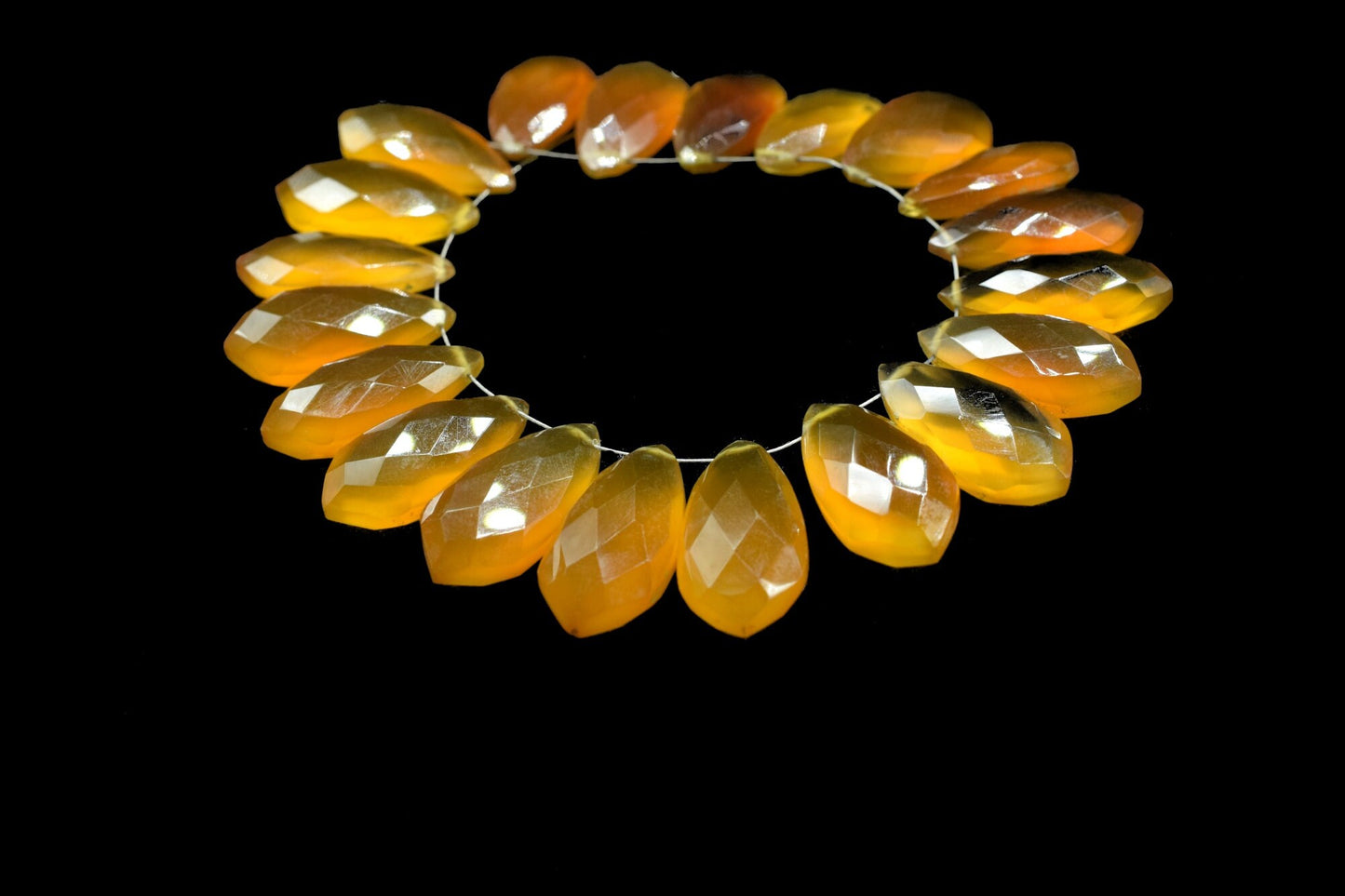 Dark Yellow Chalcedony 10x20mm Tie Shape Beads,Yellow Chalcedony Pear Shape Beads,Faceted Fancy Shape Briolettes,Calibrated Briolettes beads
