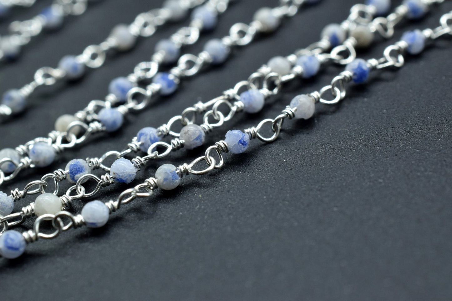 Natural Blue Opal Rosary,wire wrapped Rosary Chain,jewelry making supplies,2.5mm smooth beads Rosary,Opal Rosary Chain,Gemstone Rosary Chain