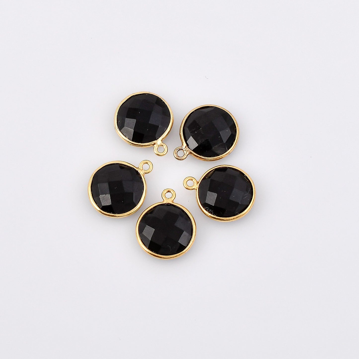 Black Onyx 12mm Round Bezel,Black Onyx Pendant,Gold Plated bezel,Black Onyx Bezel,Gold Vermeil Bezel,jewelry, Black OnyxGold Filled bezel