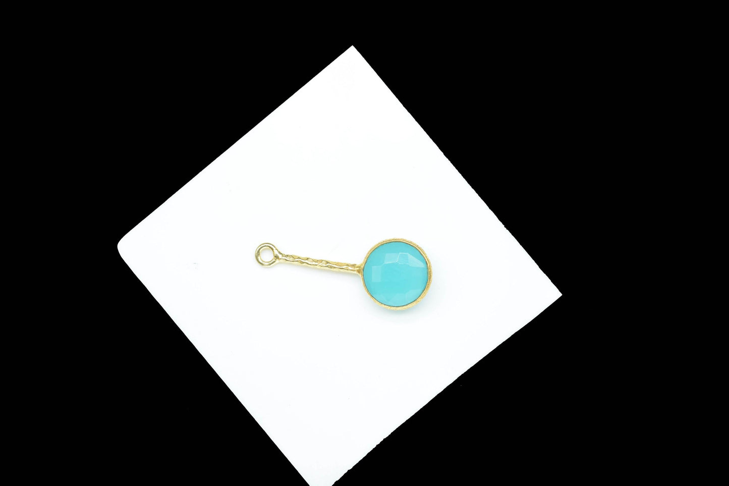 Aqua Chalcedony Pendant/Gemstone Component/Single Bail Charm/Necklace Pendant/Round Shape Charm/Wholesale Supply/Gold Plated Jewellery/Gift