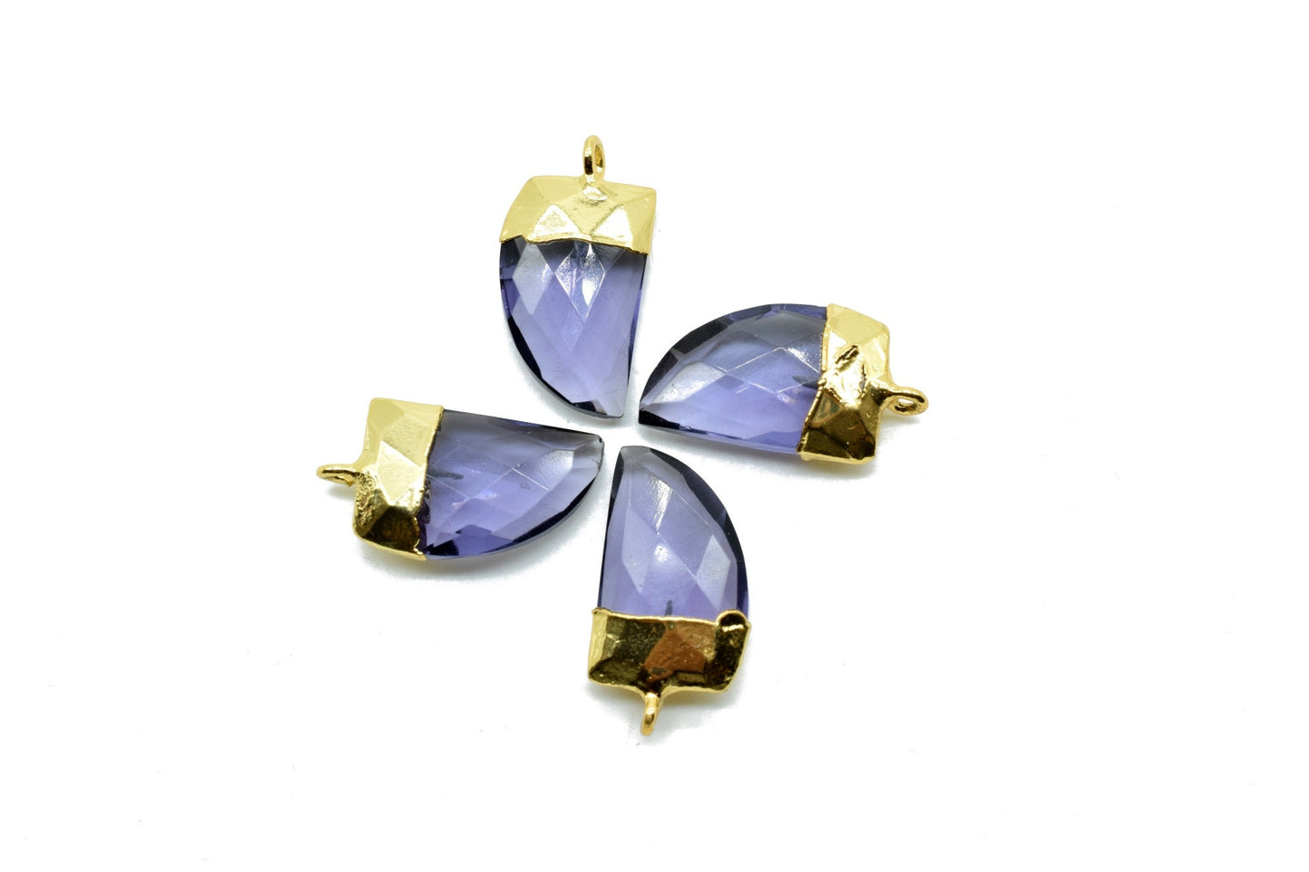 Amethyst 10x15mm Horn shape single bail charms,Amethyst fancy pendant,Amethyst Gold Plated bezel,jewelry making charms,Horn connectors charm