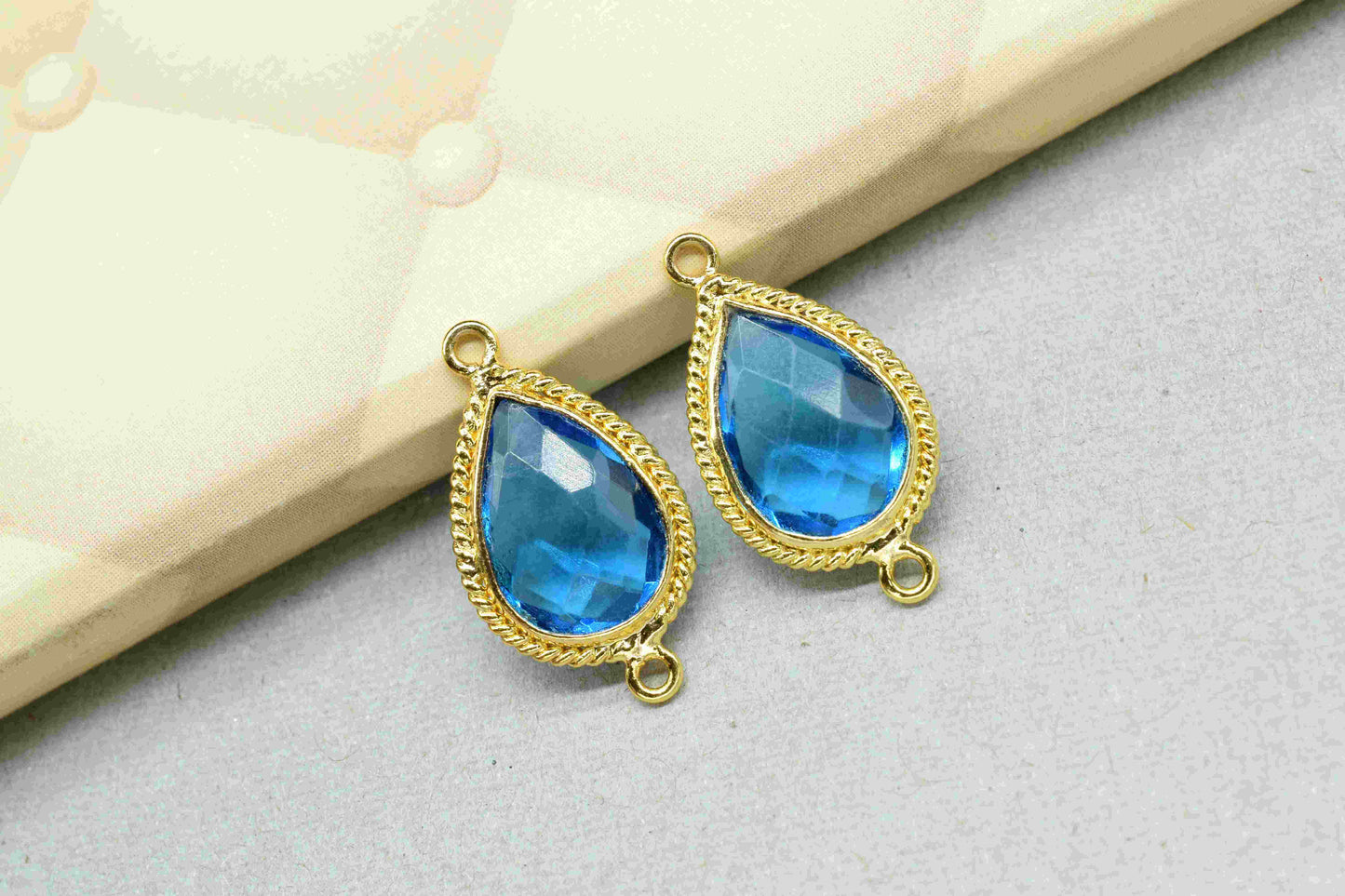 Blue Topaz Bezel Charms,Blue Topaz 9x13mm Teardrop Shape Bezel,Blue Topaz Gemstone Pendant,Finding bezel Charms Item,Jewelry Making Supplies