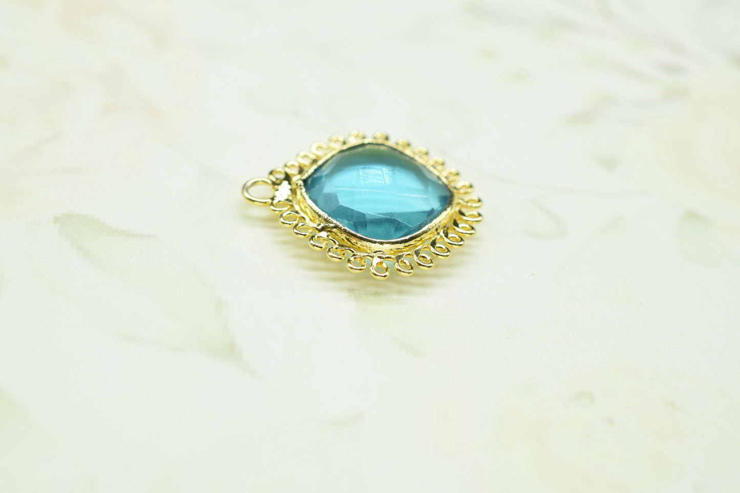 Sky Topaz 14mm Cushion Bezel Charms,Gemstone Single Bail,Component charm,Handmade Jewellery Connectors,Boho Pendant Charm,Bday Gift