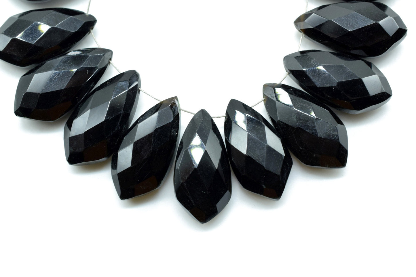 Black Onyx Faceted 10x20mm Tie Shape Briolette Beads,Pear Shape beads,Tie Shape Briolettes,Black Onyx Briolettes,Fancy Shape Briolettes