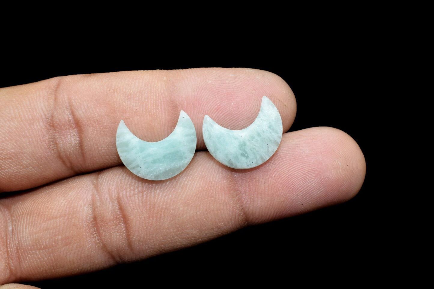 Natural Amazonite Gemstone, Crescent Moon, 15mm Moon Shape Beads, Faceted Moon Shape Gemstone, One Side Cut Moon, Crescent Moon For Earring