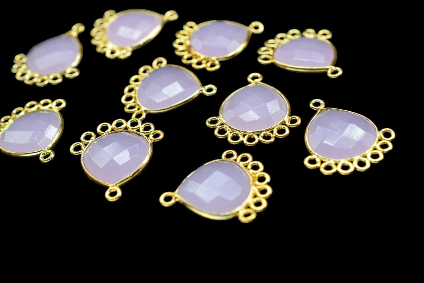 Rose Quartz 14mm Heart Bezel Charm/Charms Connector/Handmade Jewellery Connectors/Gemstone Brass Component/Women Jewelry/B'day Gift