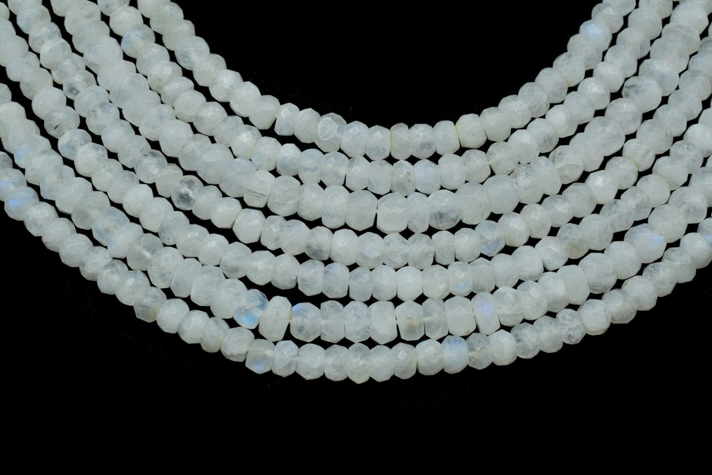 Moonstone Faceted Handcut Beads,Natural Bright Rainbow Moonstone Rondelle Faceted Beads,Loose Strand Beads,Moonstone handmade beads string,
