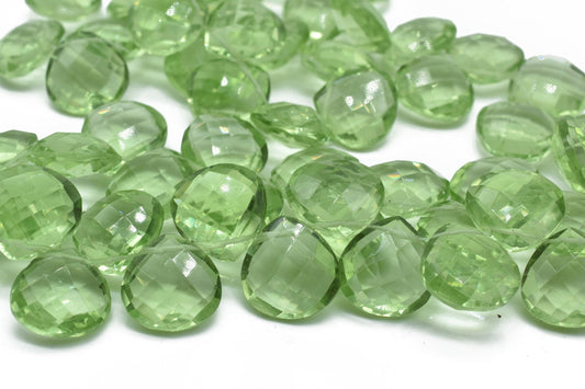 Green Amethyst 14mm Heart Shape Briolettes,Peridt Side drilled Briolette,Jewelry making supplies,craft supplies,Amethyst Briolettes beads,