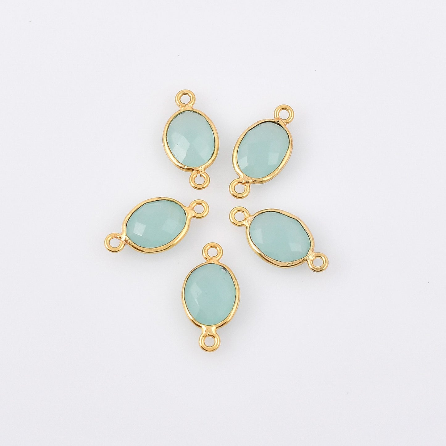 Aqua chalcedony 8x10m Bezel connector,Chalcedony oval Shape Gold Plated bezel,chalcedony charms,Gold Vermeil Bezel,jewelry Gold-Filled bezel