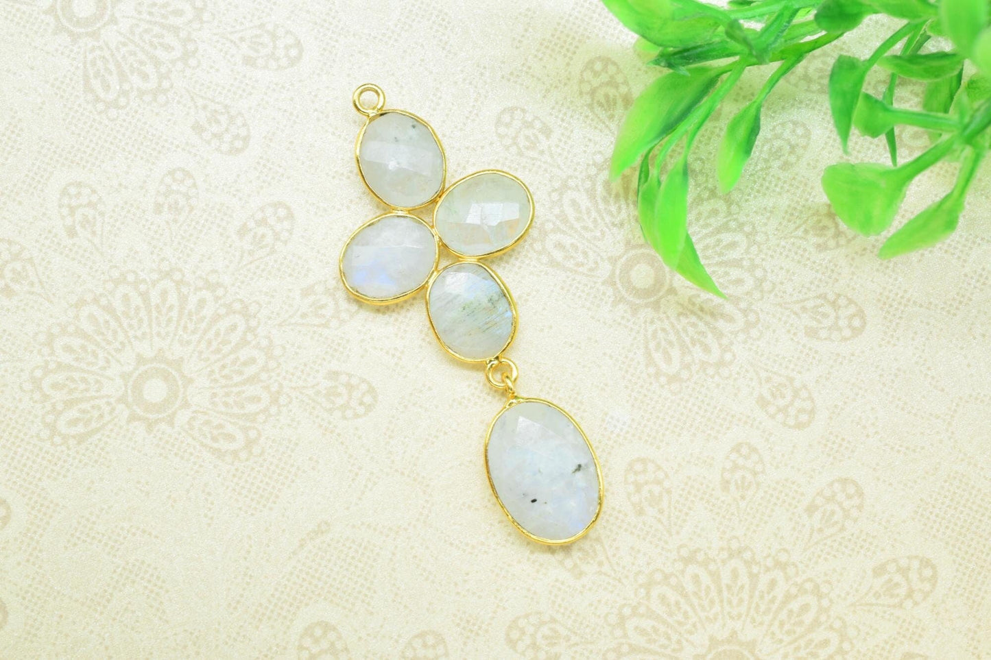Natural Gemstone Pendant,Wedding Pending,Handmade Component Jewelry,Gemstone Bezels Pendant Charm,Natural Rainbow Moonstone Pendant,Gift