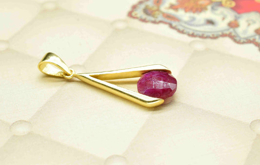 Ruby Component , Single Bail Charm , Ruby Connector Pendant , Gold Plated Connectors , Pendant Gift For Mother Unique Style Jewelry