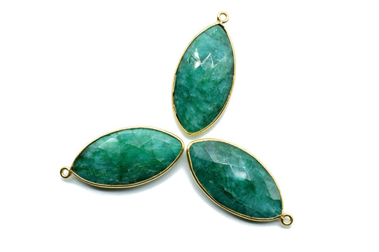 Emerald 15x30mm marquise shape Single bail Connector,Emerald bezels,Jewelry making supplies,Single loop Pendant,Emerald Bezel Links,Emerald
