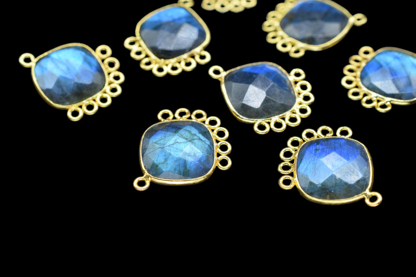 Labradorite 14mm Cushion Bezel Charms/Gemstone Single Bail/Component charm/Handmade Jewellery Connectors/Women Jewelry/Handmade Connector