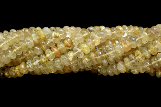 Natural Golden Rutile Faceted Round Bead,Sharp Golden Rutile Needle Gemstone 6"Strand,Rutile faceted bead,7.5x8.5mm Golden Rutile Round Bead