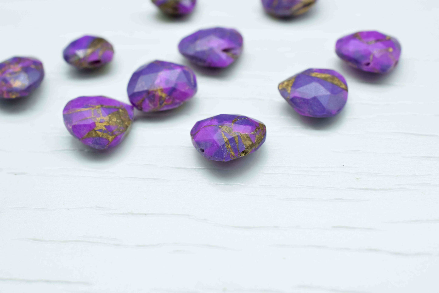 Purple Copper Turquoise Beads, 10mm Gemstone Faceted Heart Shape Briolettes,Gemstone Heart Beads,High Quality Gemstone Beads Jewelry Making