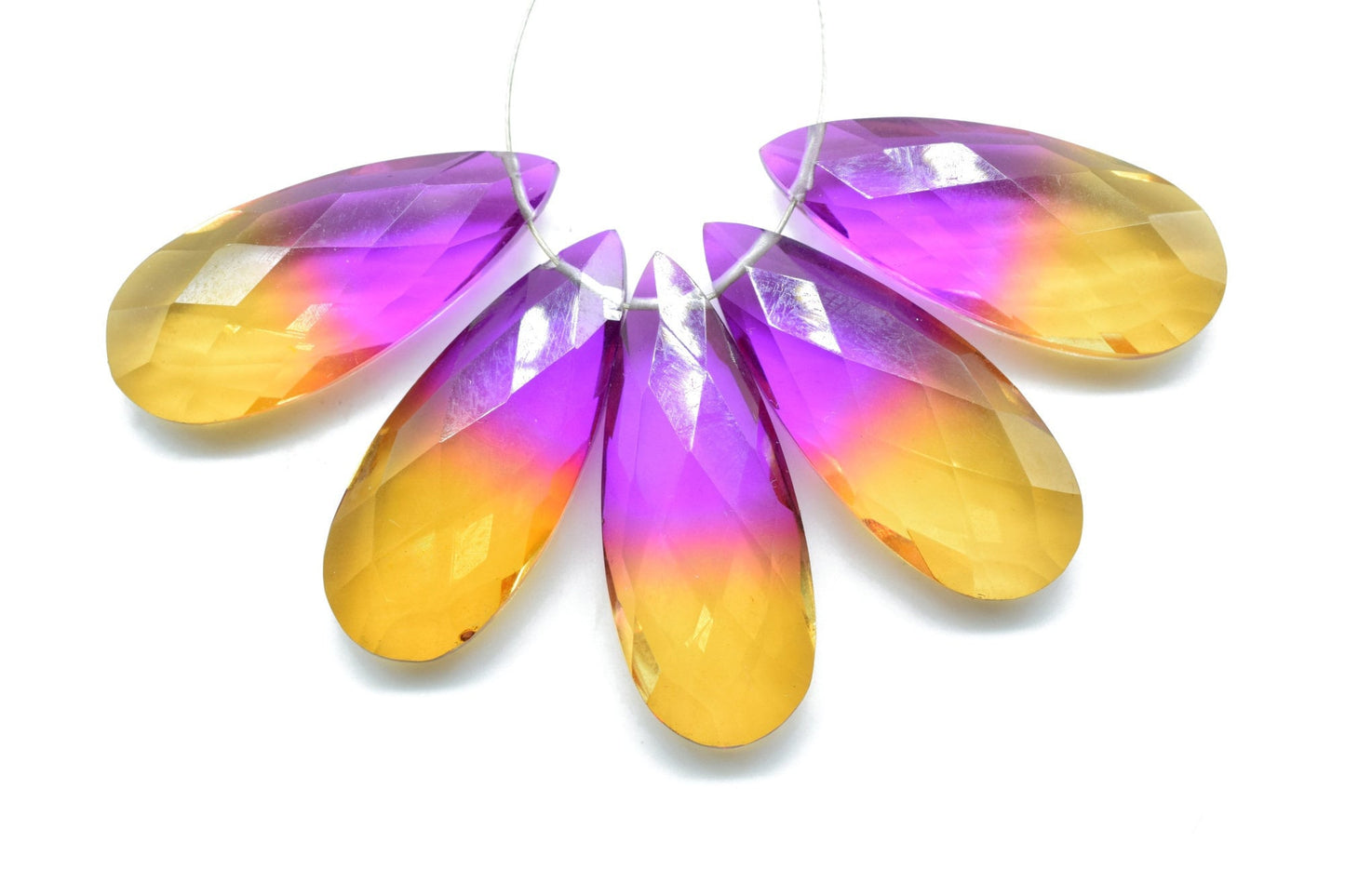 Natural Ametrine 10x30mm Faceted Pear Shape Briolettes,Ametrine Briolette AAA Flat Pear Drops Micro Faceted,Ametrine Faceted Drops,Briolette