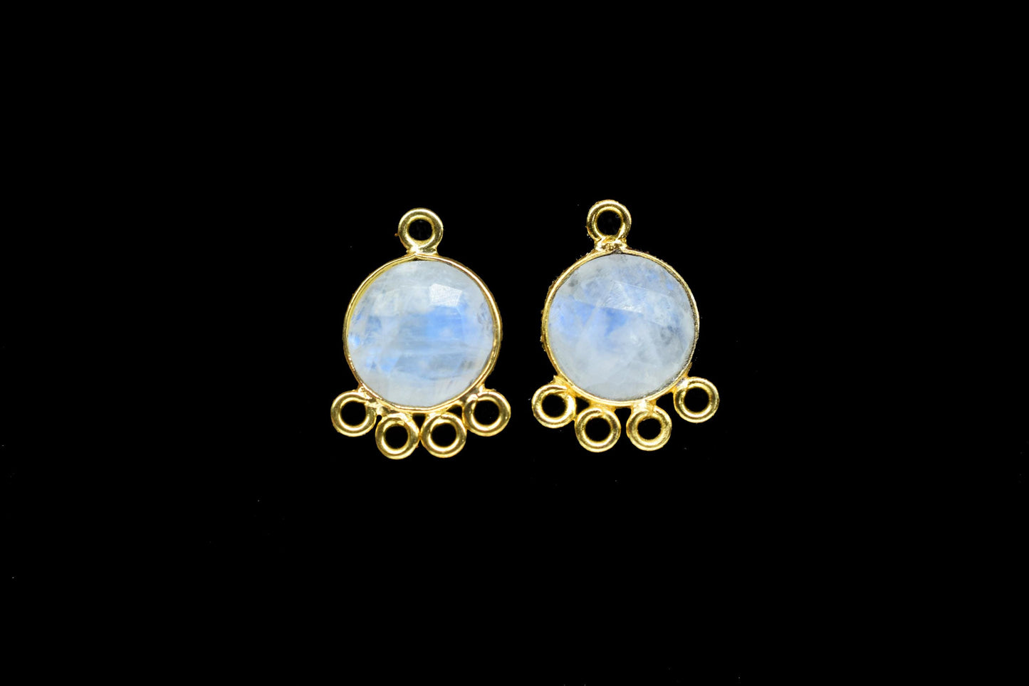 Moonstone 10mm Round Bezel Charm/Gemstone Brass Component/Single Bail Pendant charms/Round Handmade Jewellery Connector/B'day Gift