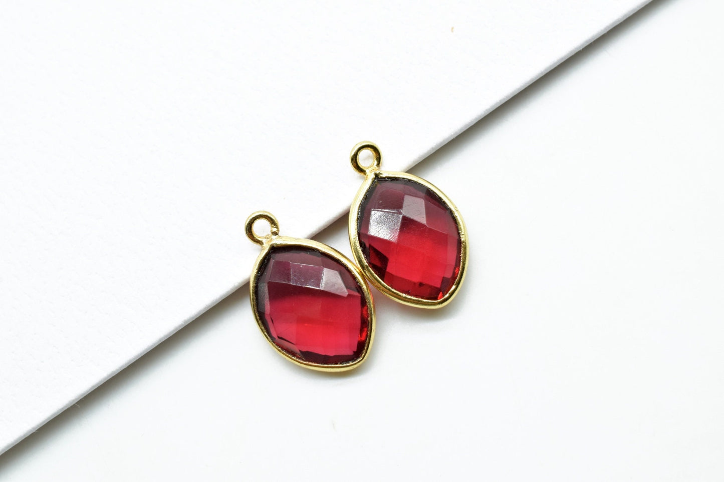 Pink Tourmaline 10x13mm Eye shape single bail charms,Pink Tourmaline pendant,Tourmaline Gold Plated bezel,Faceted Charms Connector Jewelry
