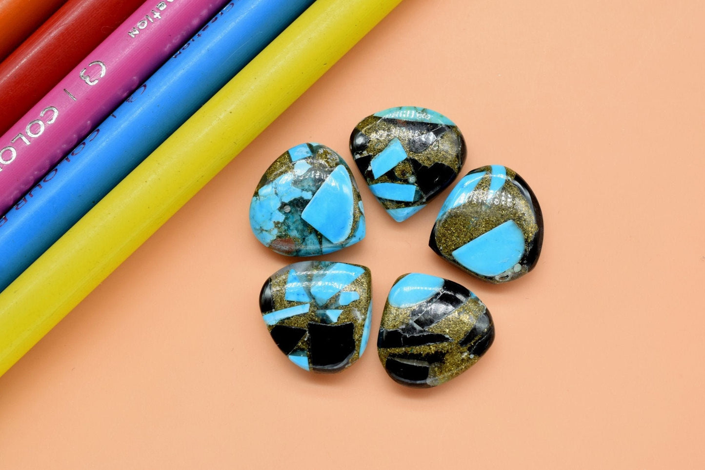 BLACK COPPER TURQUOISE Smooth Heart Shape Briolettes,14mm size.Rare Copper Turquoise Smooth Heart Shape Briolettes | Rare Copper Turquoise