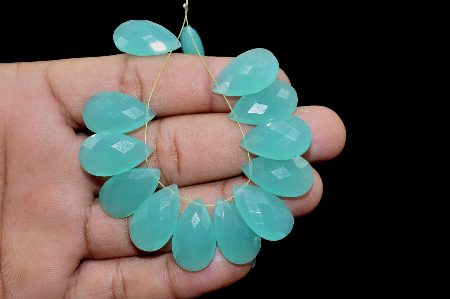 Aqua Chalcedony Pear shape 12x20mm Briolettes,Aqua Chalcedony Teardrop Briolette,Match Pair- Aqua Chalcedony Faceted Briolettes Calibrated