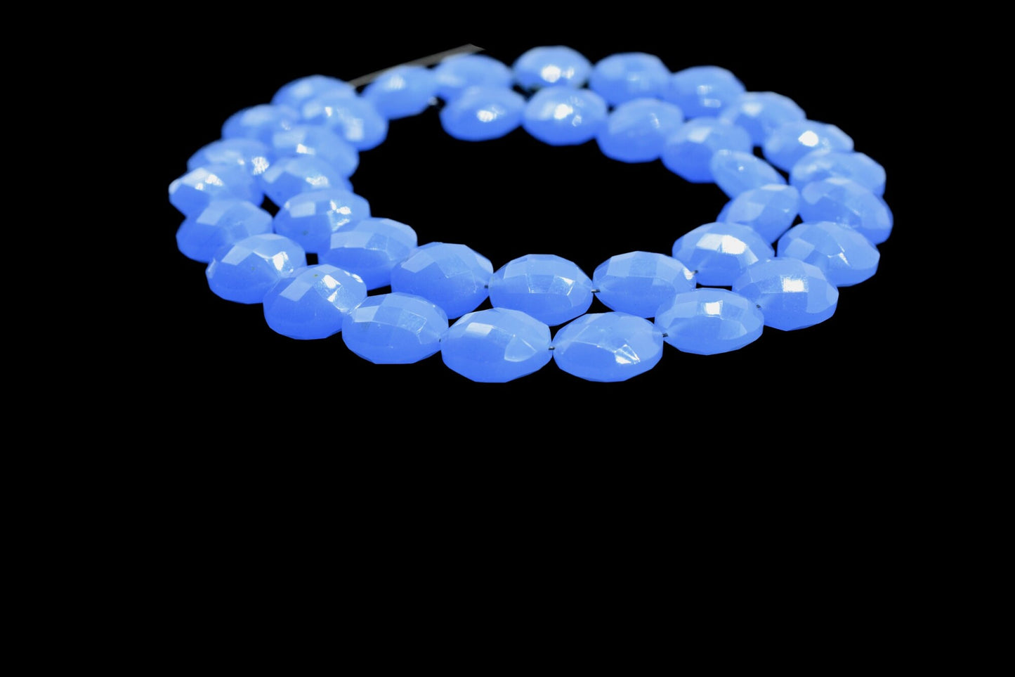 BLUE chalcedony 10mm Faceted Round (COIN ) briolette gemstone,Faceted Coin Briolette Loose Fancy Beads,Natural Chalcedony Semi Precious Bead