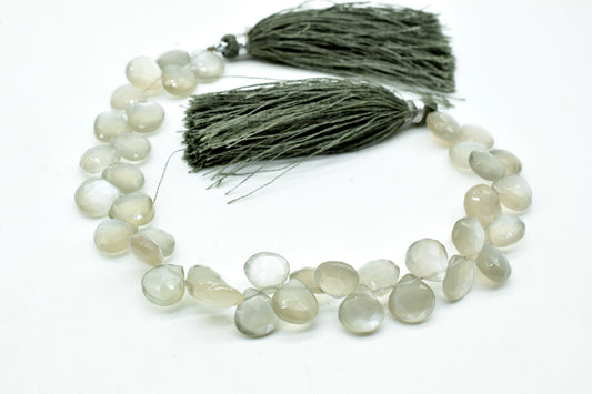 Grey Moonstone heart Shape beads,Grey Moonstone Briolette,8mm heart Shape beads,AAA Quality Briolette,j8''heart shape strand,faceted beads