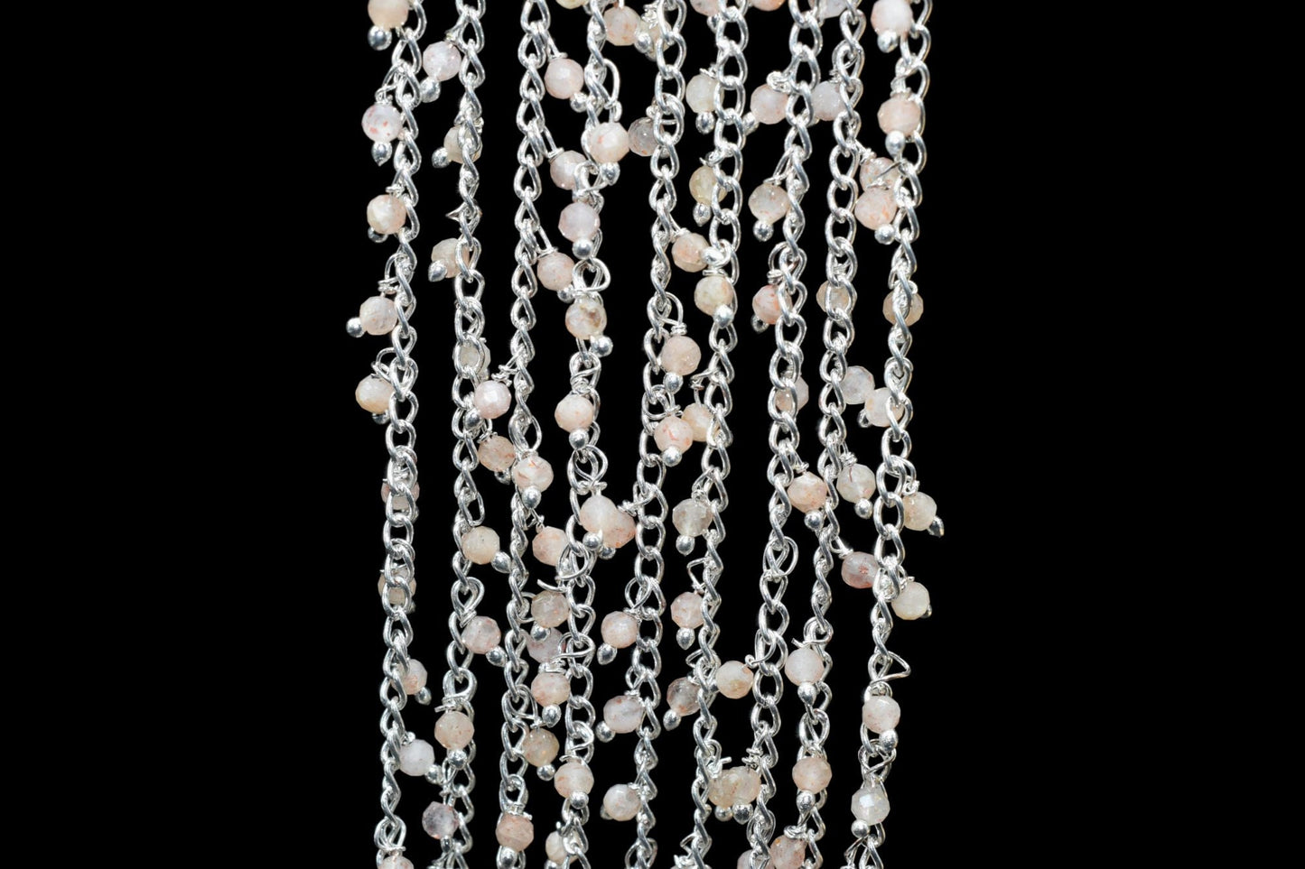 Sunstone 2mm Beaded Chain,Rosary Chain,Sunstone Bead,Anglican Rosary,Wire Wrapped Gold Chain,18 k Gold Natural Sunstone Rosary Chain Finding