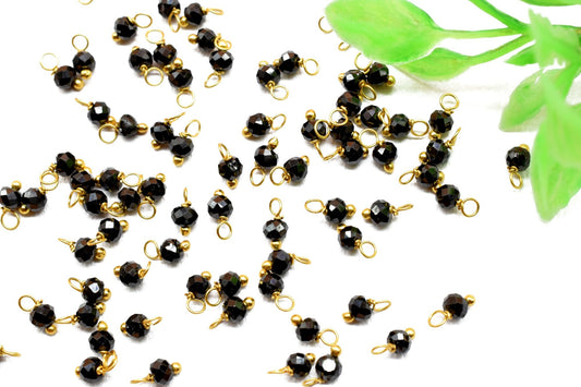 Tiny Gemstone Charms,Black Onyx Single Wire Wrapped Beads,Jewelry Making Supplies,Earring Charms,Necklace Charms,Bracelet Charms,dangle Bead
