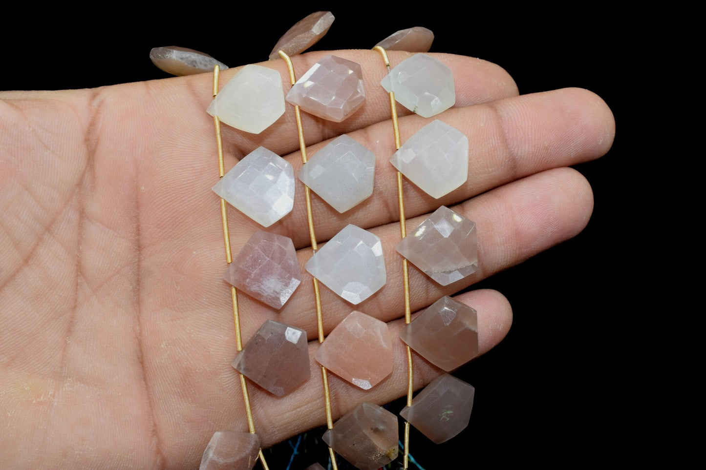 10 Pieces Strand Multi Moonstone Diamond shape Briolettes,Multi Moonstone Briolette,Sold By Strand,Multi Moonstone diamond briolettes,Jewels