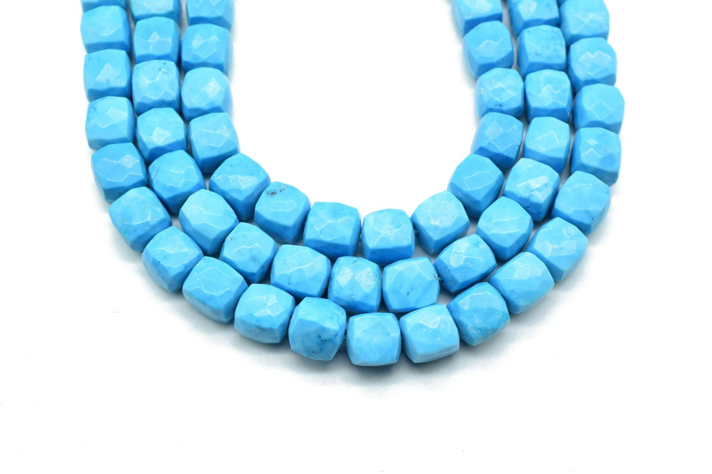 AAA Natural Turquoise Faceted 7mm Cube Beads Real Genuine Natural Blue Turquoise,Micro Faceted Laser Diamond Cut 8" Strand,Rectangle Nuggets