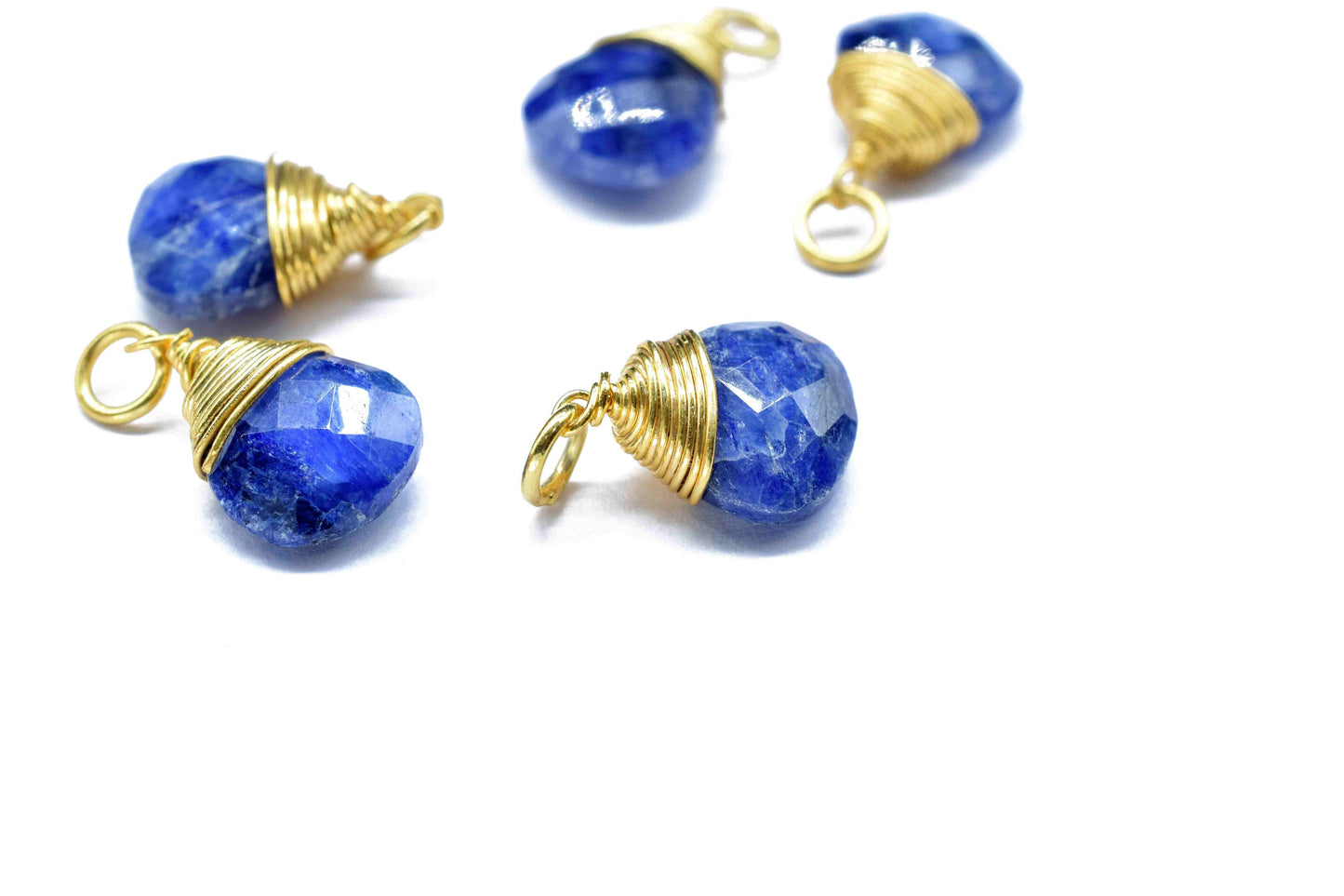 Blue Sapphire Faceted Connectors, 10mm Heart Shape Connectors, Pendant Jewelry, Gemstone Wire Wrapped Pendant, Wire Wrapped Necklace Jewelry