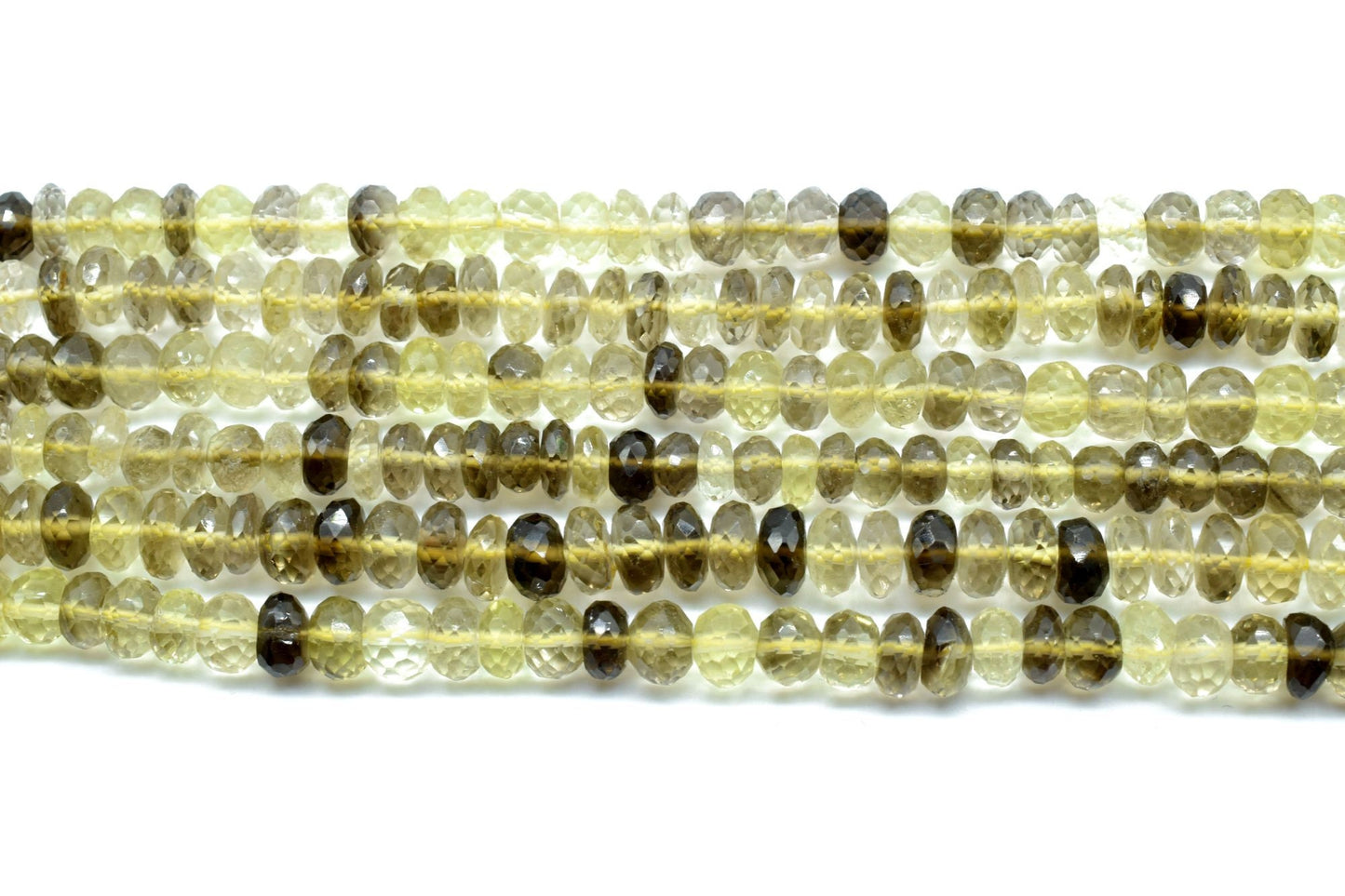 6 inch Strand, Very Good Quality, Natural Bio-Lemon Quartz Fancy Faceted Round Shape Beads,Size-7mm To 7.5mm Beads, Bio Lemon Gemstone Beads