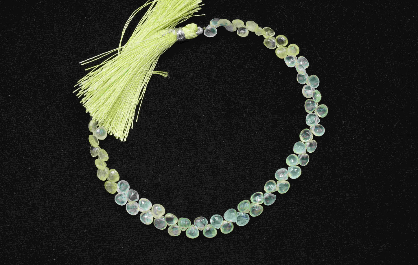 Natural Prehnite Strand Beads,Tiny Heart Shape Necklace,Gemstone Faceted Briolettes,Handmade Beads jewelry,Station Link,loose Beads Gift for