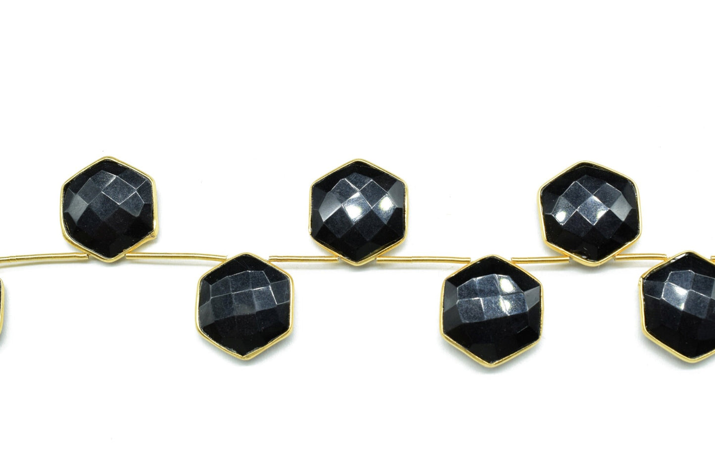 Black onyx 15mm Hexagon shape charms 9 pieces strand pack,Black onyx side drilled charms,Black onyx bezel,Gemstone Hexagonal Charm,Jewelry