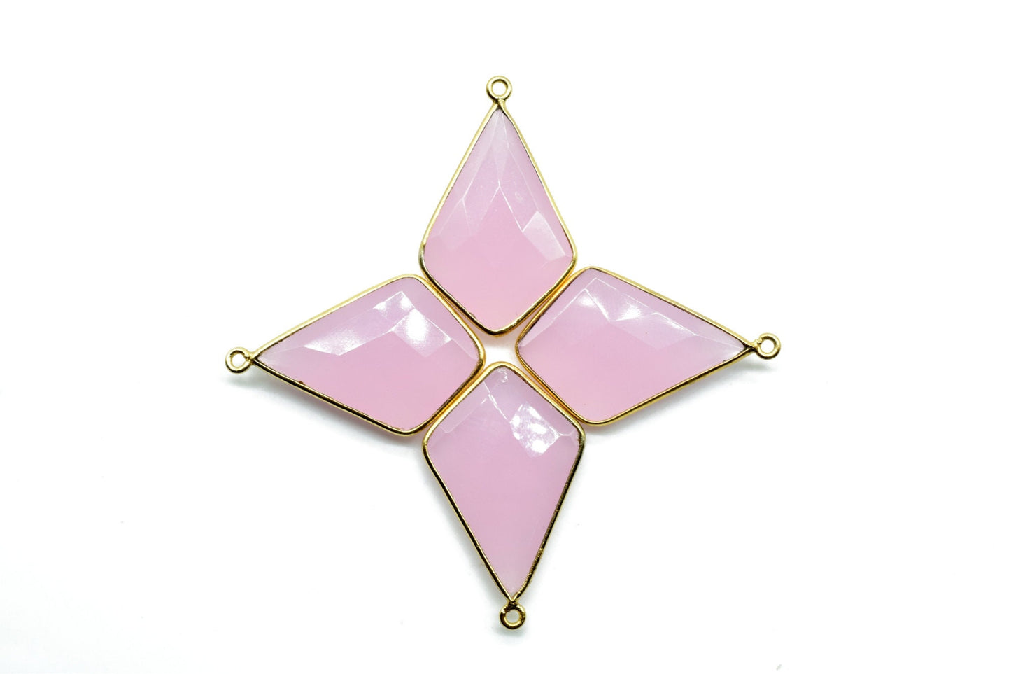 Pink chalcedony 20x30mm Diamond shape single bail connectors,Checker Board cut Pink Chalcedony Pendant,Hot Pink charms,Chalcedony Briolettes