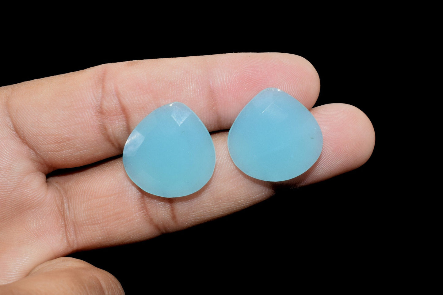 Aqua Chalcedony 20mm Faceted Heart Shape Beads,Aqua Chalcedony Briolettes,Heart Shape Briolette,Gemstone In low Price,Aqua Beads for jewelry
