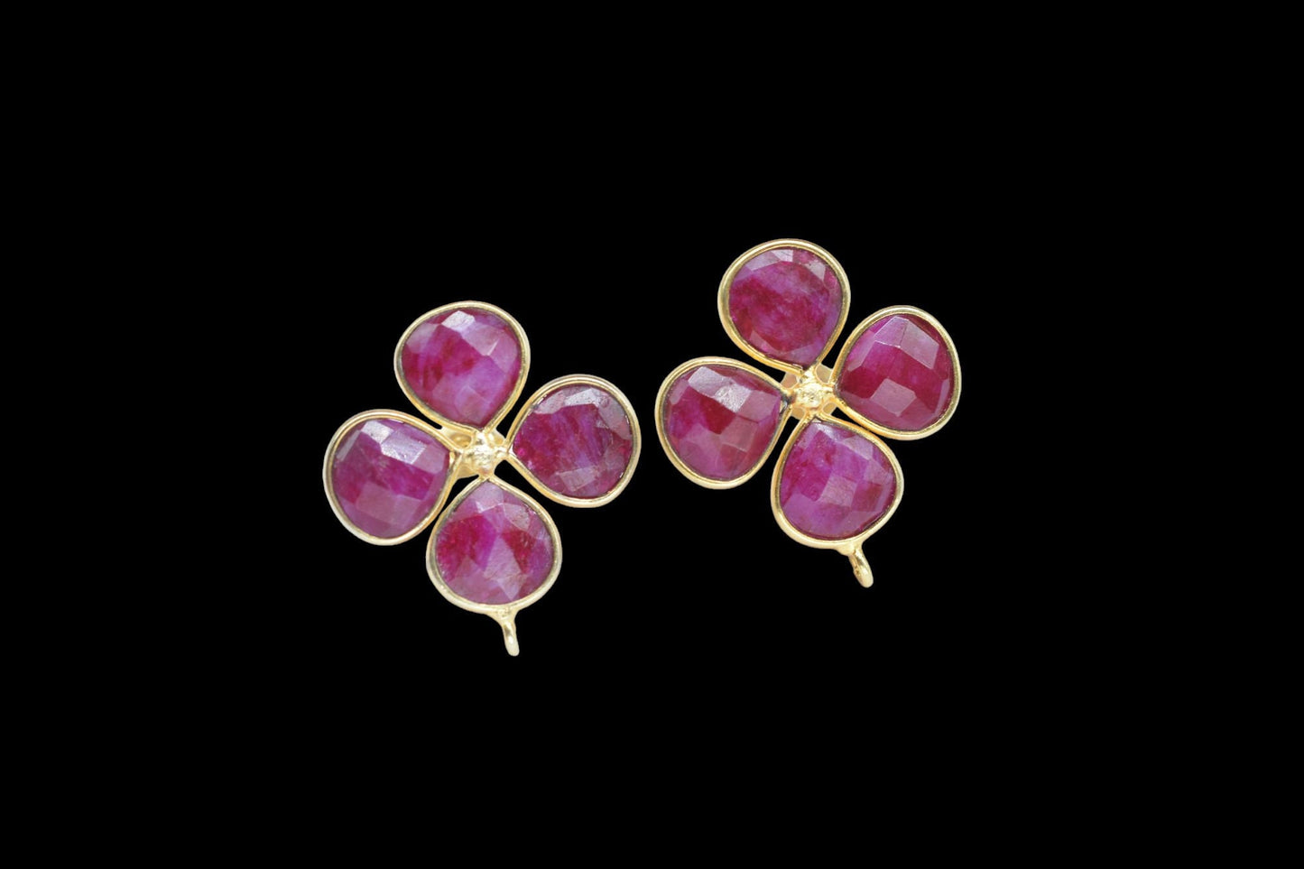 Ruby Gemstone Earring Connector/Gold Plated Jewelry/Ruby Handmade Jewelry/Bezel Component/Jewelry making Stone/Heart Shape Earring/Gift