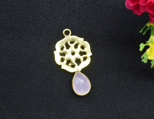 Rose Quartz Teardrop Pendant/Single Bail Charm/Rose Quartz Faceted Gemstone Pendant/Handmade Earring/Earring Making Bezel/Pear Shape Earring