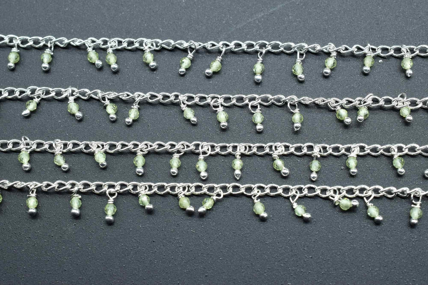 2mm Prehnite Rosary Chain,Prehnite Beads wire wrapped chain,Gemstone Beads Rosary Chain,Prehnite Cluster Rosary,Jewelry Craft,Green Rosary