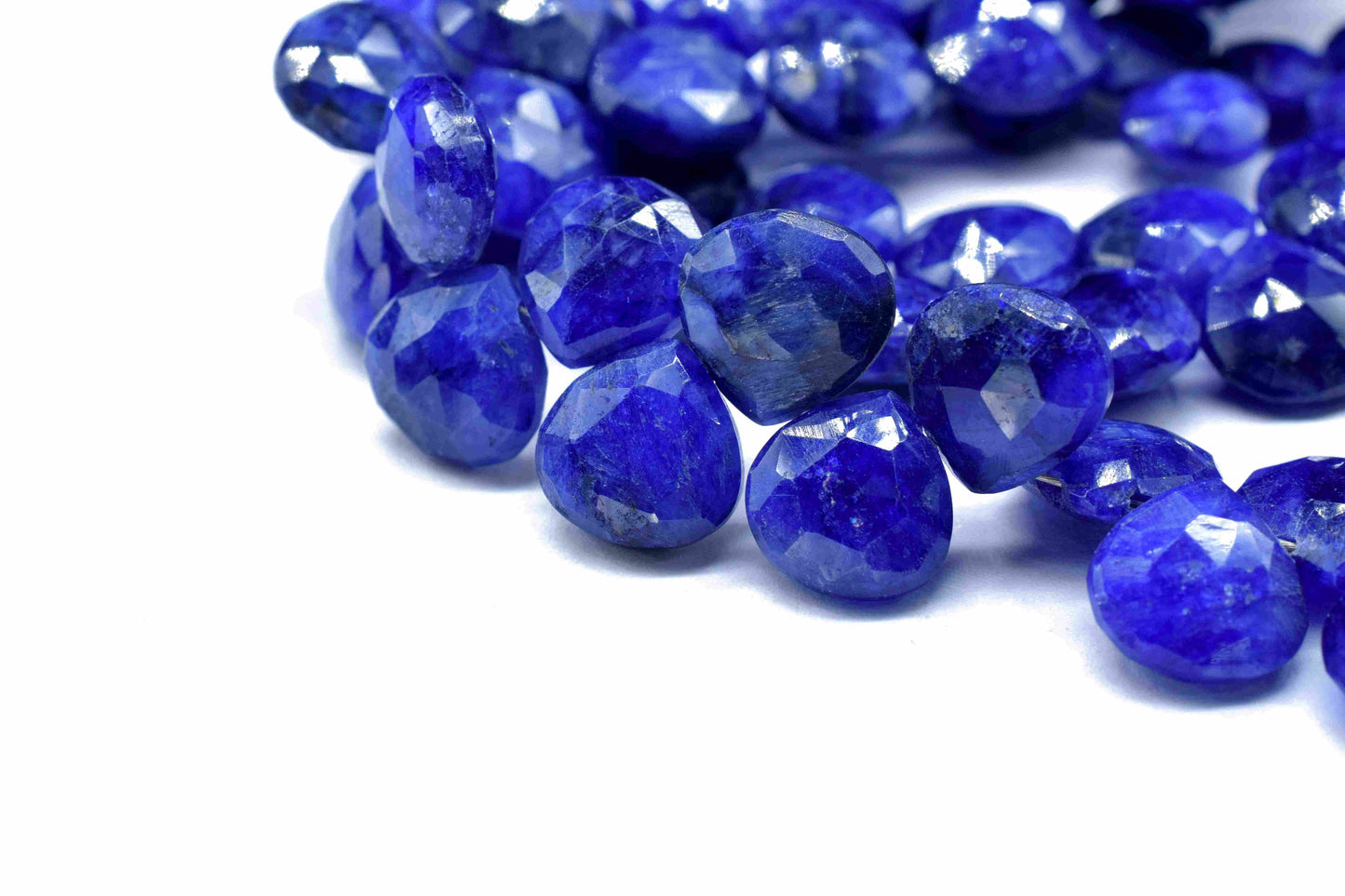 Blue Sapphire AAA Quality Faceted 10mm Heart Shape Briolettes,Blue Sapphire Faceted Heart Shape Beads Briolette,Jewelry Making Supplies,Gift