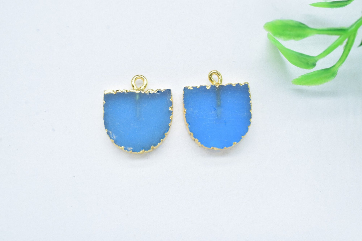 Neon Apatite Semi Circle Pendants,Handmade Half Moon Earring,Necklace Connectors,Statement Jewelry,Single Bail,Gemstone Electroplated Charms