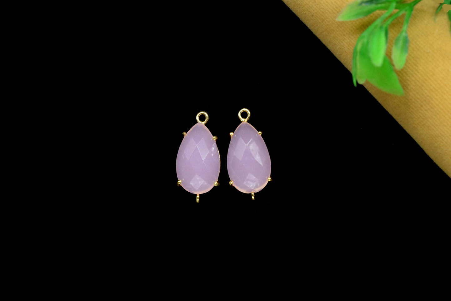 Rose Quartz Connector,Pink Quartz jewelry,Pink Quartz Bezel Pendant,double bail connectors, Prong Set Bezel,Handmade Gemstone Bezel,Gift