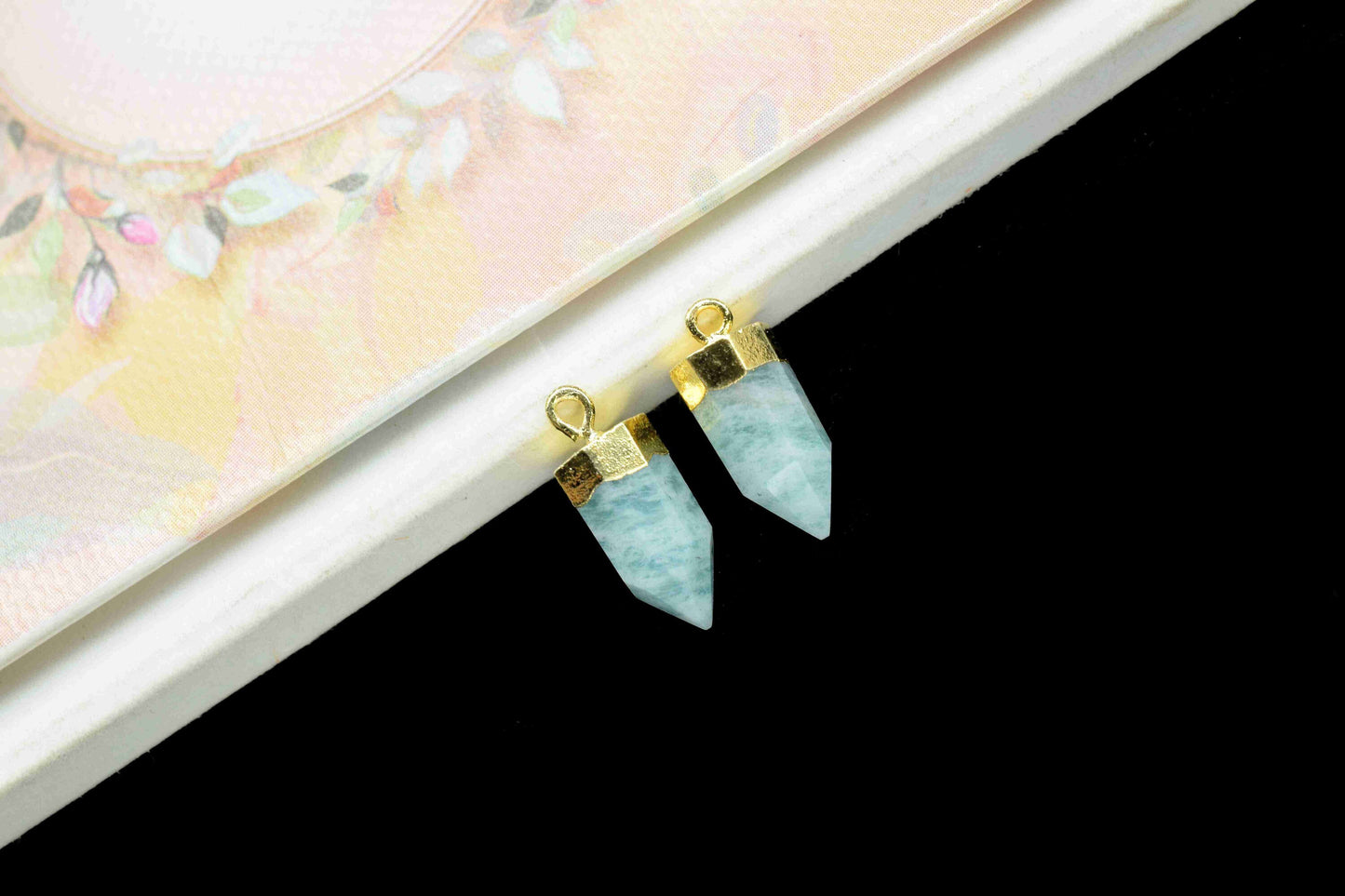 Amazonite Gemstone 6x13mm Pencil Shape Pendant,Green Mint Gemstone Pendant Jewelry,Amazonite Gold Plated Pencil Pendant Jewellery,Gift