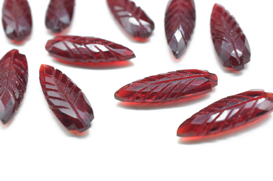 Garnet 10x30mm Teardrop Faceted carved Briolettes,Garnet Carving Briolettes,Garnet Leaf Shape Carved Briolettes,Garnet Hand Carved Beads,