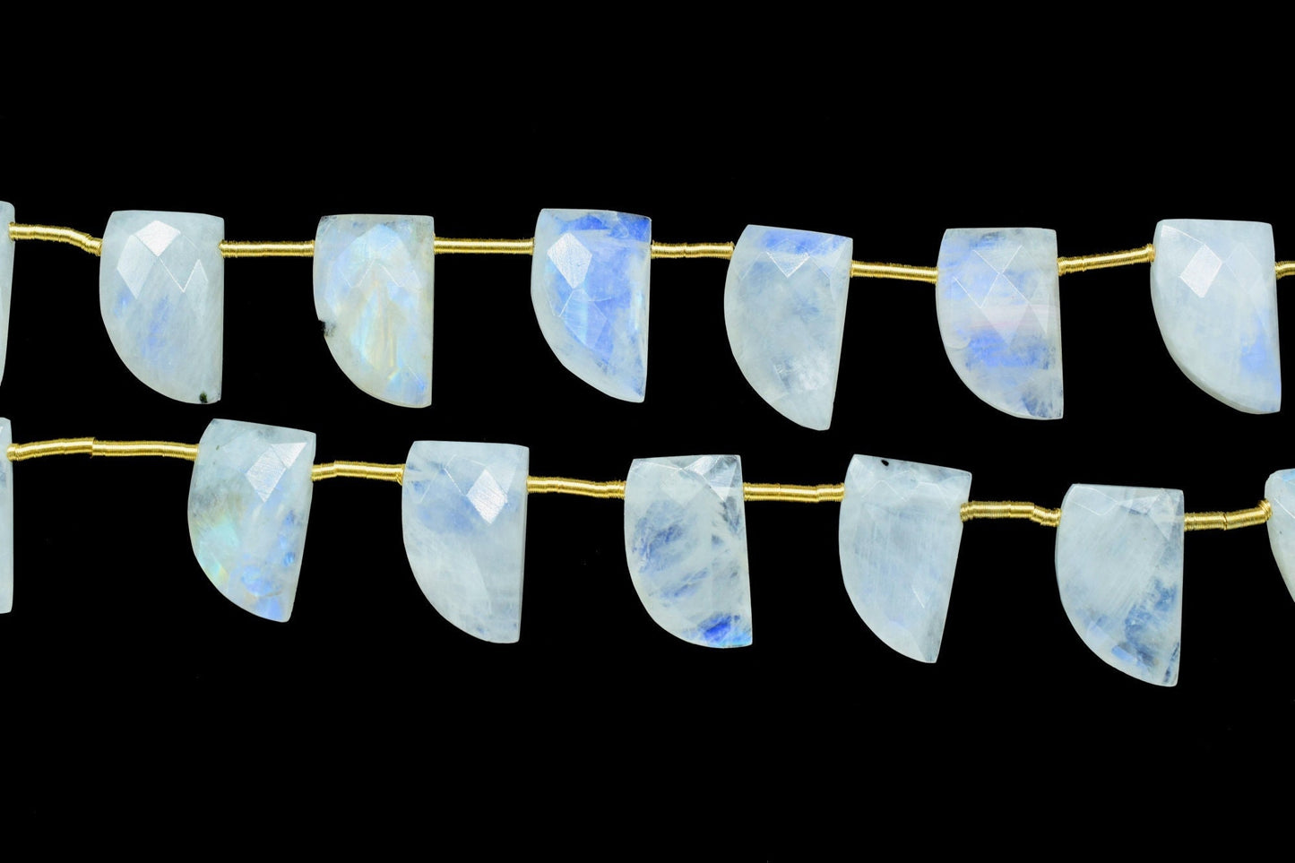 Rainbow Moonstone 10x16mm Faceted Briolettes,Handmade Side Drilled Gemstone,Shark Tooth Shape Faceted Beads,Rainbow Beads For Jewelry Gift