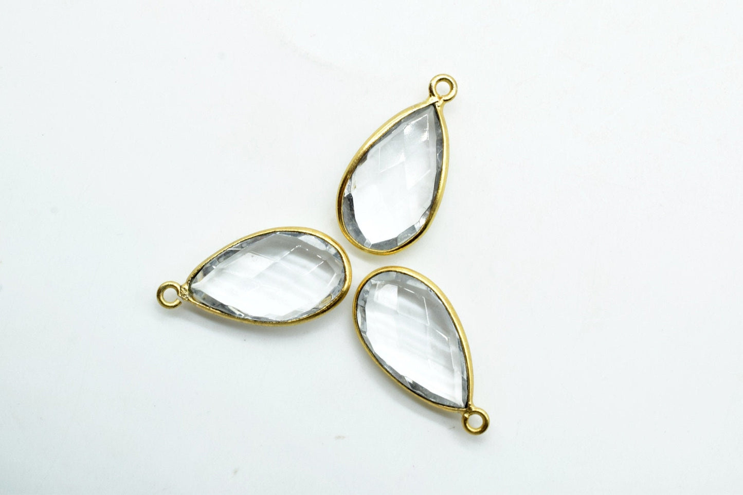 Crystal 10x18mm Pear shape charm,Crystal Pear pendant,Crystal Gold Plated bezel,jewelry making charms craft,Birthstone charms,Crystal jewels