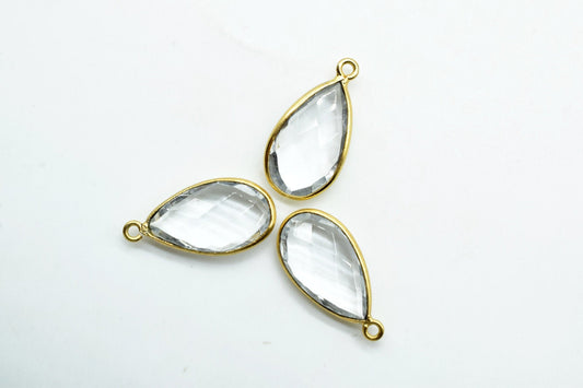 Crystal 10x18mm Pear shape charm,Crystal Pear pendant,Crystal Gold Plated bezel,jewelry making charms craft,Birthstone charms,Crystal jewels