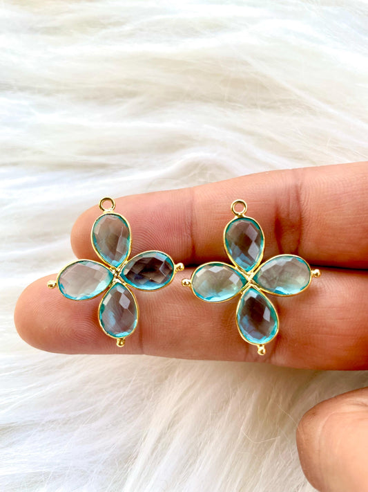 Sky Topaz Teardrop Pendant,Blue Gemstone jewelry,Sky Topaz Bezel connectors,Topaz Gemstone Bracelet Charm,Double Loop connector,B'Gifts,P122