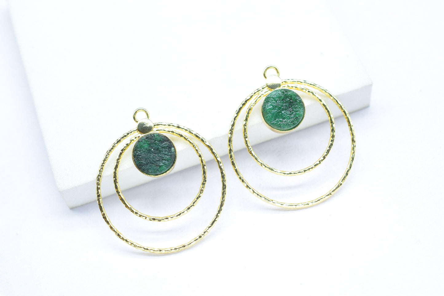 Green Druzy Round Bezel Connector,designer Bezel Connectory,Green DruzyGemstone Pendant,Jewelry Findings,Druzy Earrings Connector,B'Gifts