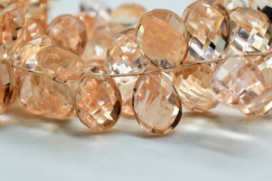 Morganite Gemstone 10x14mm Pear Shape Briolette Beads,Morganite Color Quartz Beads,Morganite Faceted Pear Beads,Morganite Gemstone Teardrop
